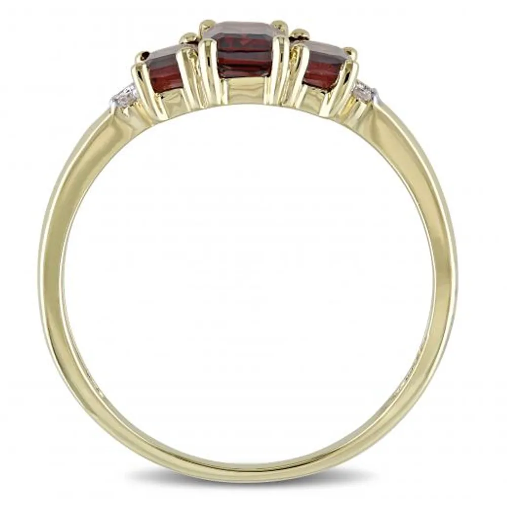 Julianna B 10K Yellow Gold Garnet & 0.02CT Diamond Fashion Ring