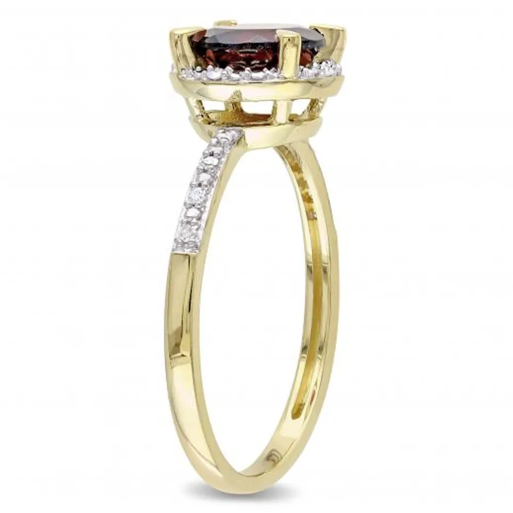 Julianna B 10K Yellow Gold Garnet & 0.05CT Diamond Fashion Ring