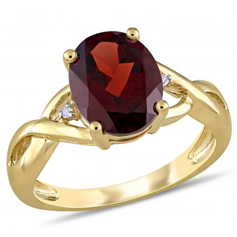 Julianna B 10K Yellow Gold Garnet & 0.01CT Diamond Fashion Ring