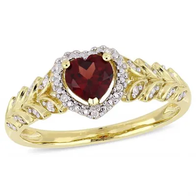 Julianna B 10K Yellow Gold Garnet & 0.05CTW Diamond Fashion Ring