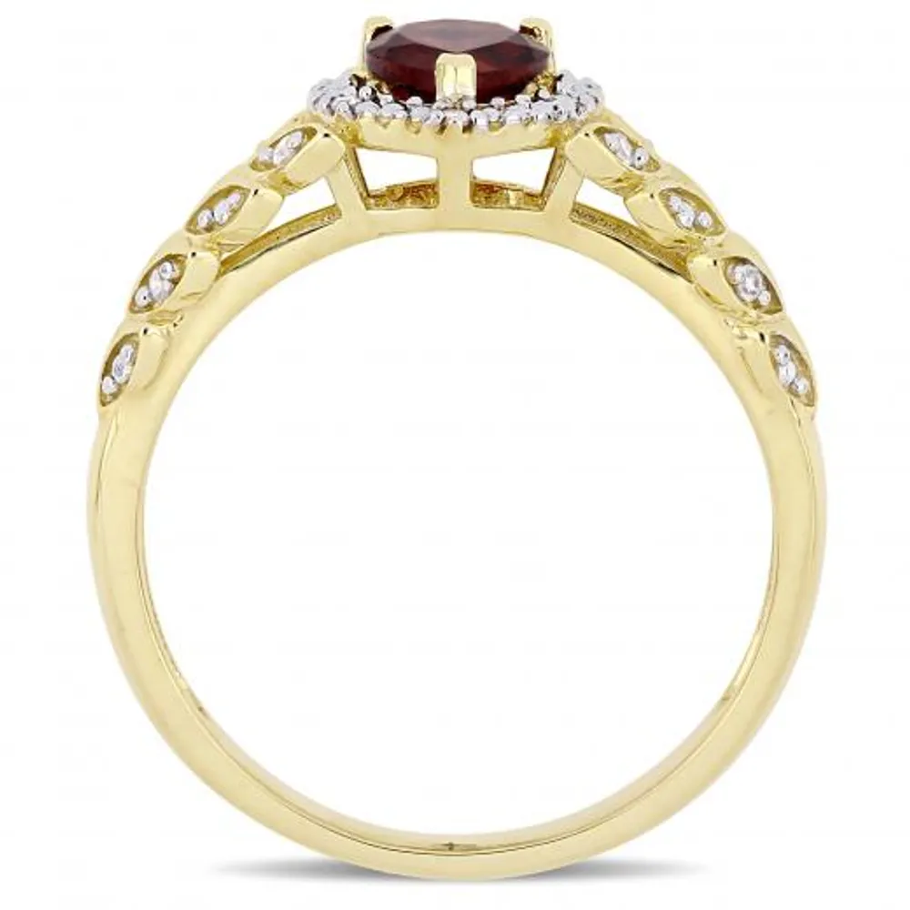 Julianna B 10K Yellow Gold Garnet & 0.06CT Diamond Fashion Ring