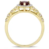 Julianna B 10K Yellow Gold Garnet & 0.06CT Diamond Fashion Ring