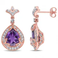 Julianna B Sterling Silver Amethyst White Topaz & Diamond Earrings