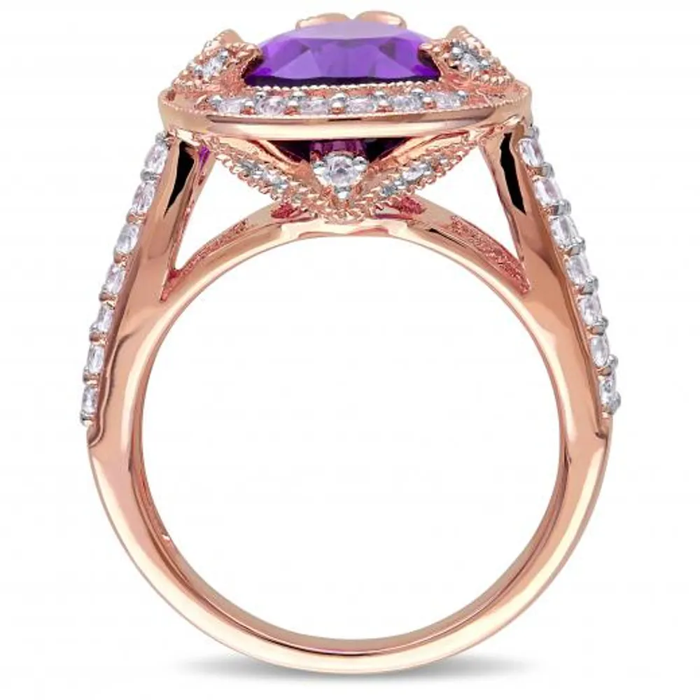 Julianna B Sterling Silver Amethyst White Topaz & 0.05CT Diamond Fashion Ring