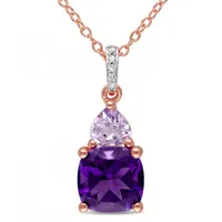 Julianna B Sterling Silver Amethyst Rose De France & Diamond Pendant