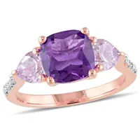 Julianna B Sterling Silver Amethyst Rose De France & 0.03CTW Diamond Ring