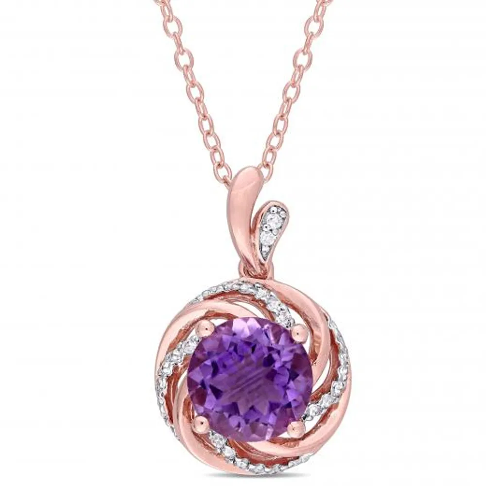 Julianna B Sterling Silver Amethyst White Topaz & Diamond Pendant