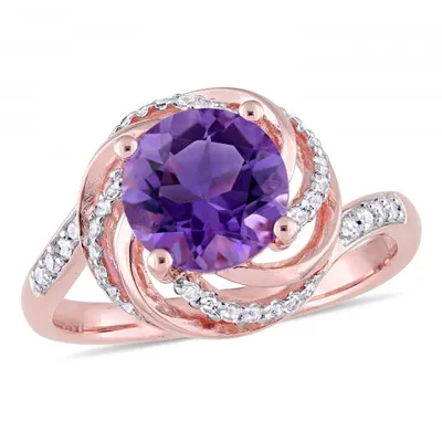 Julianna B Sterling Silver Amethyst White Topaz & 0.04CTW Diamond Ring