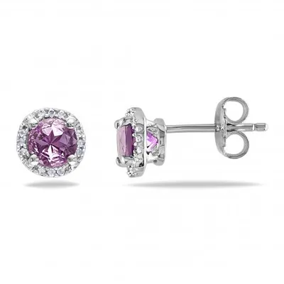 Julianna B Sterling Silver Amethyst & Diamond Earrings