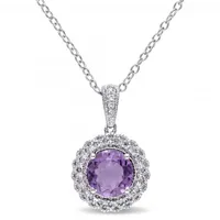 Julianna B Sterling Silver Amethyst & Diamond Pendant