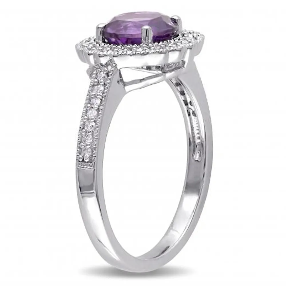 Julianna B Sterling Silver Amethyst & 0.12CT Diamond Fashion Ring