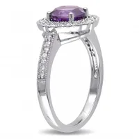 Julianna B Sterling Silver Amethyst & 0.12CT Diamond Fashion Ring