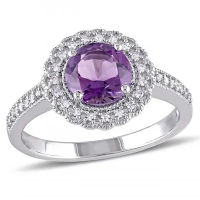 Julianna B Sterling Silver Amethyst & 0.14CTW Diamond Fashion Ring