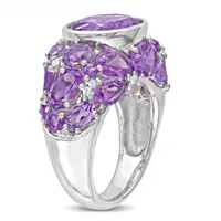 Julianna B Sterling Silver Amethyst & 0.10CTW Diamond Fashion Ring