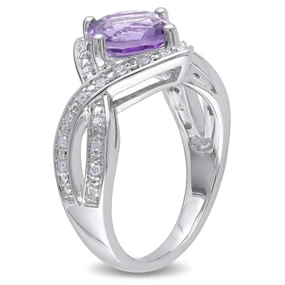 Julianna B Sterling Silver Amethyst & 0.16CT Diamond Fashion Ring