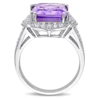 Julianna B Sterling Silver Amethyst White Topaz & 0.10CT Diamond Fashion Ring