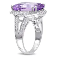 Julianna B Sterling Silver Amethyst White Topaz & 0.10CT Diamond Fashion Ring