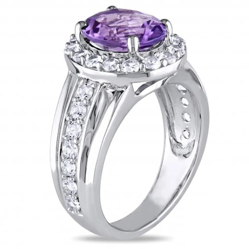 Julianna B Sterling Silver Amethyst & Created White Sapphire Fashion Ring