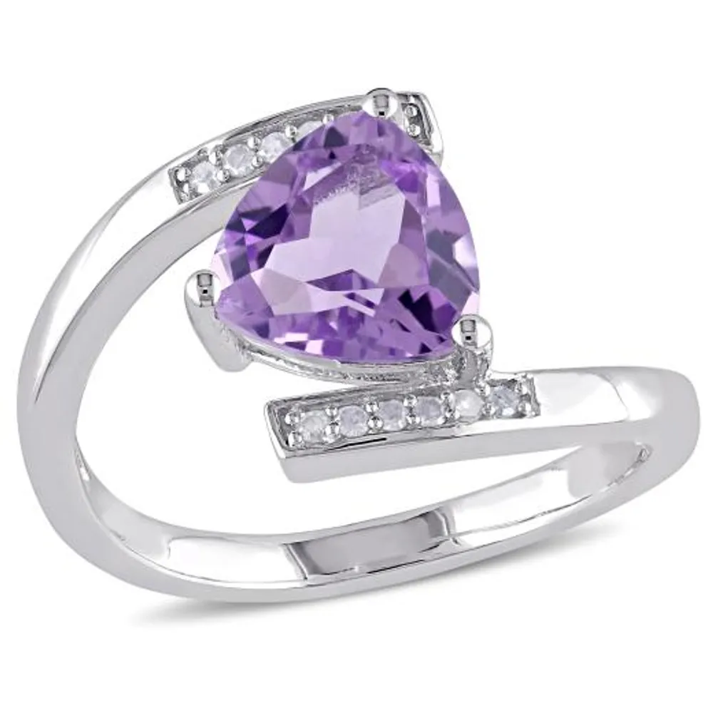 Julianna B Sterling Silver Amethyst & 0.06CT Diamond Fashion Ring