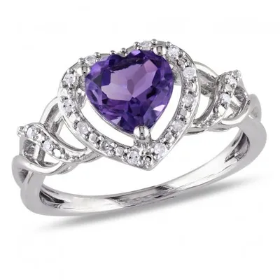 Julianna B Sterling Silver Amethyst & 0.10CT Diamond Fashion Ring