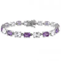 Julianna B Sterling Silver Amethyst & Created White Sapphire Bracelet