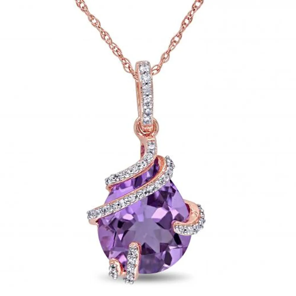 Julianna B 10K Rose Gold Amethyst & Diamond Pendant