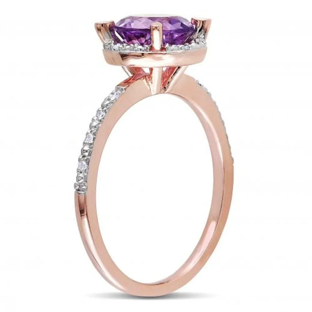 Julianna B 10K Rose Gold Amethyst & 0.05CT Diamond Fashion Ring