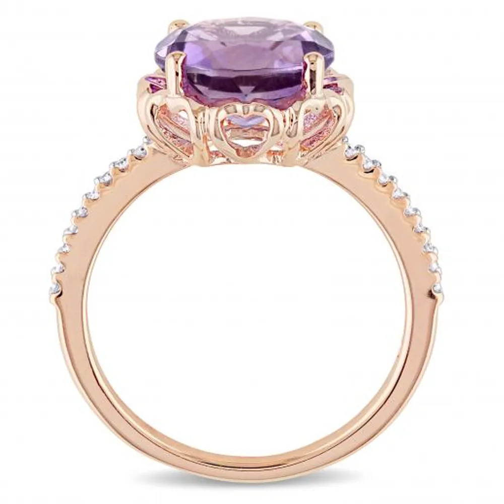 Julianna B 10K Rose Gold Amethyst & 0.10CTW Diamond Fashion Ring