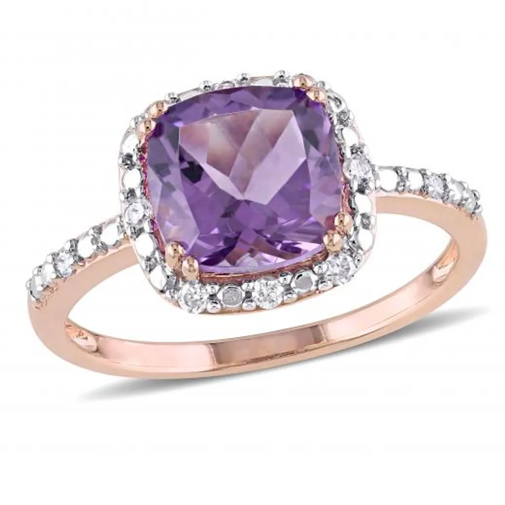 Julianna B 10K Rose Gold Amethyst & 0.10CT Diamond Fashion Ring