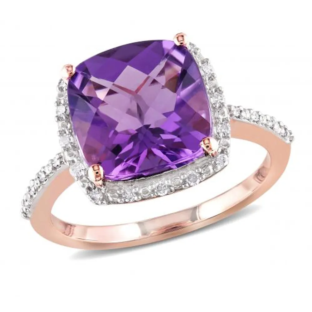 Julianna B 10K Rose Gold Amethyst & 0.10CT Diamond Fashion Ring