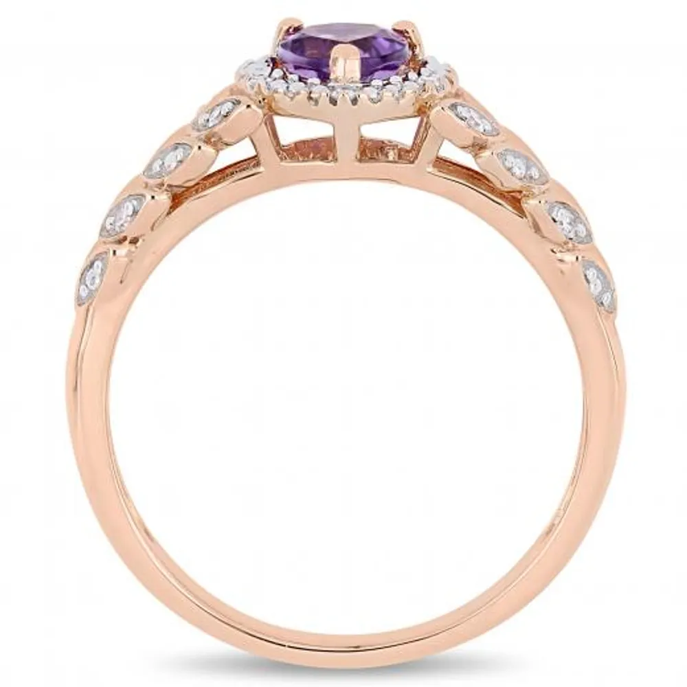 Julianna B 10K Rose Gold Amethyst & 0.06CT Diamond Fashion Ring