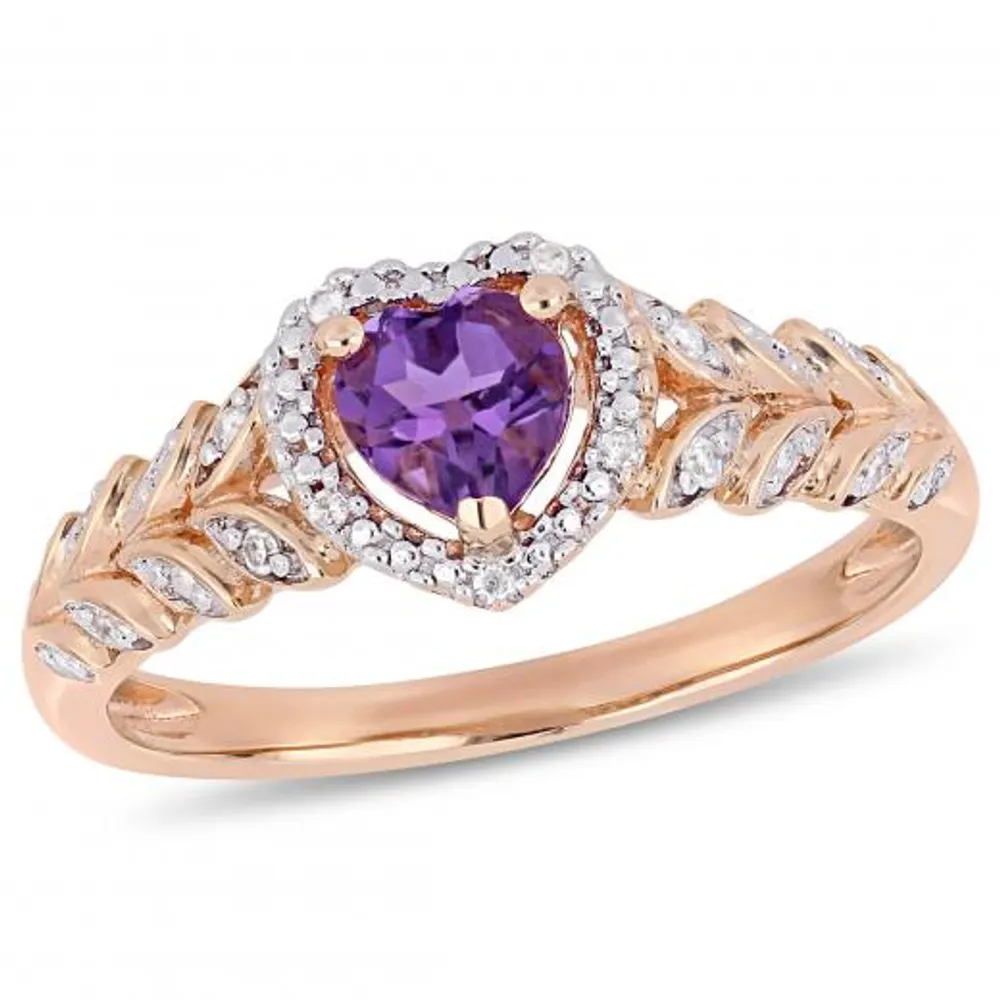 Julianna B 10K Rose Gold Amethyst & 0.06CT Diamond Fashion Ring