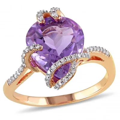 Julianna B 10K Rose Gold Amethyst & 0.14CTW Diamond Fashion Ring