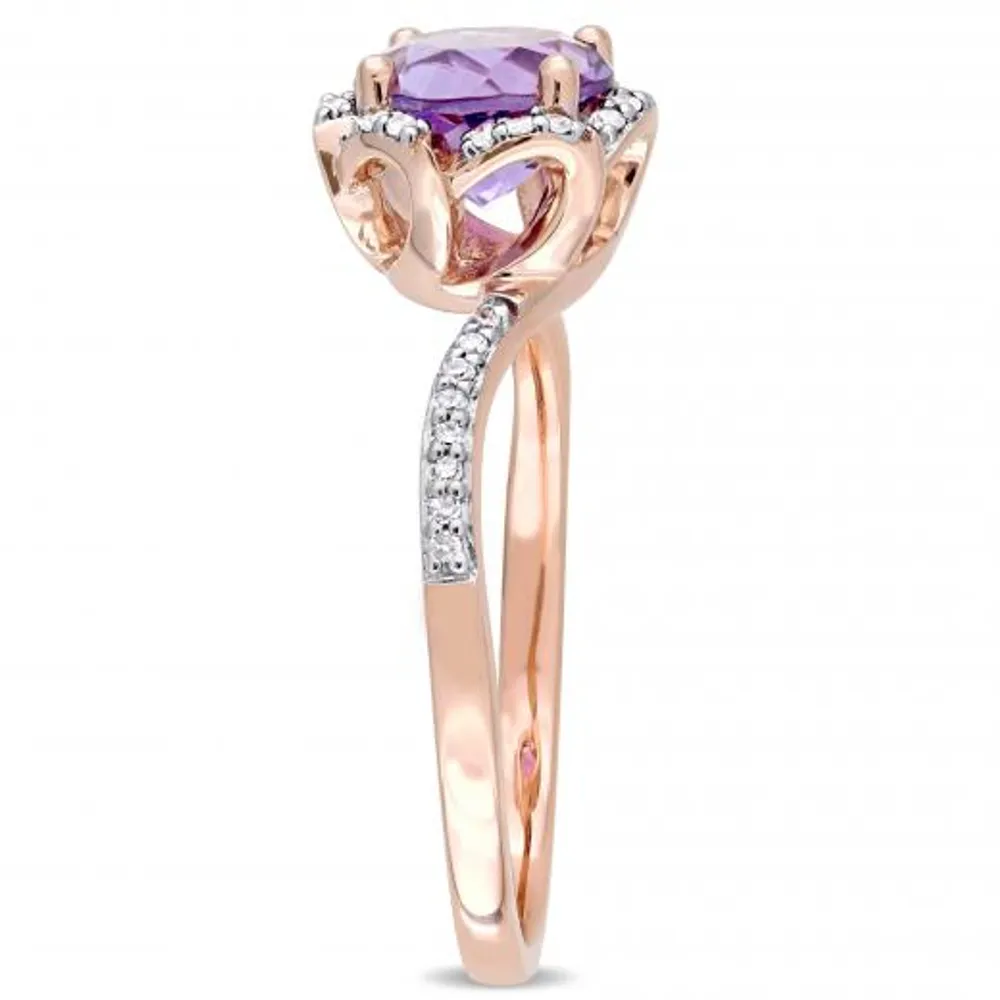 Julianna B 14K Rose Gold Amethyst & 0.10CT Diamond Fashion Ring