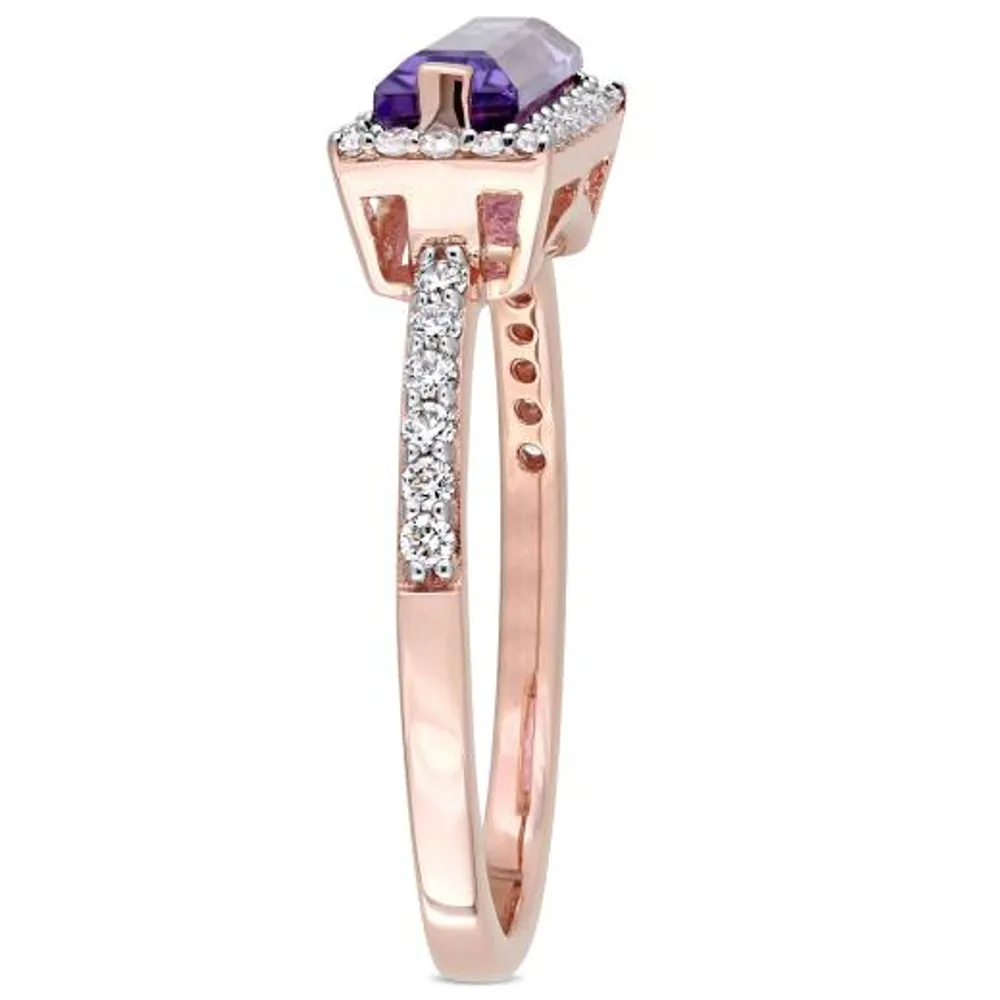 Julianna B 14K Rose Gold Amethyst & 0.25CT Diamond Fashion Ring