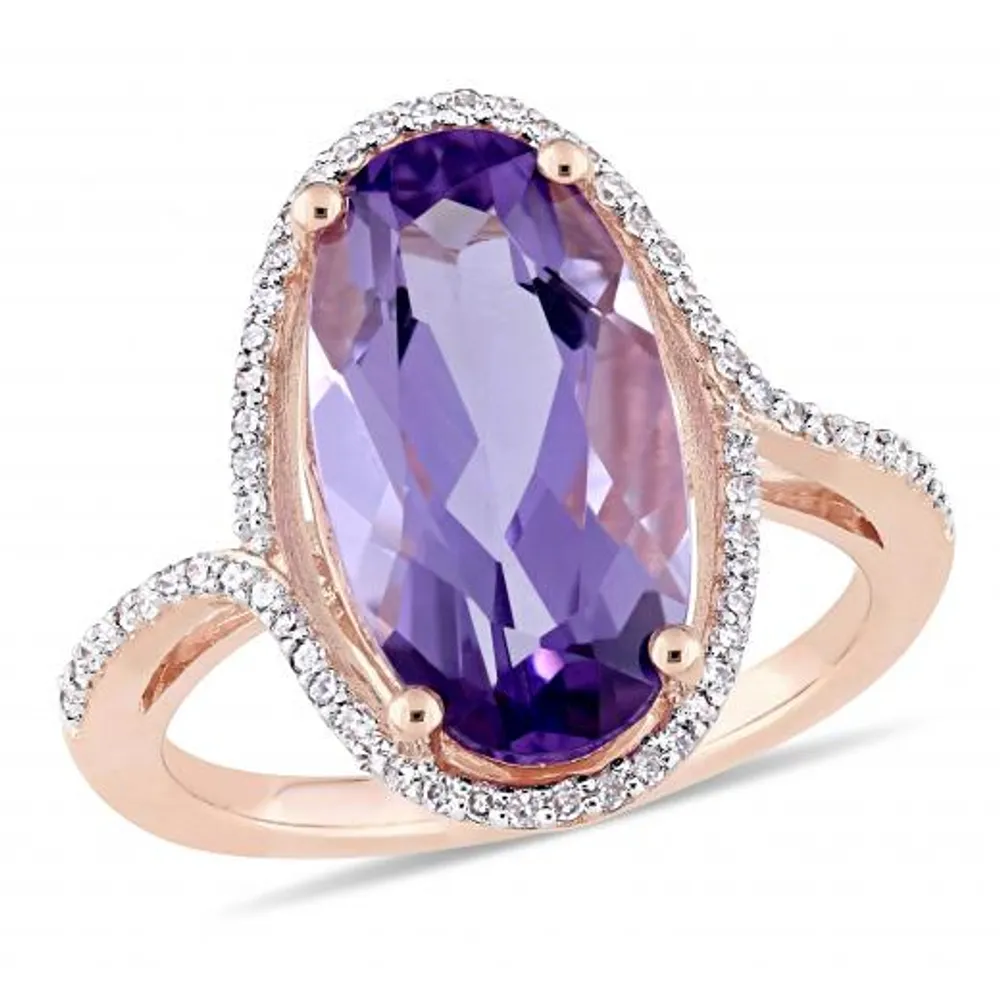 Julianna B 14K Rose Gold Amethyst & 0.20CT Diamond Fashion Ring