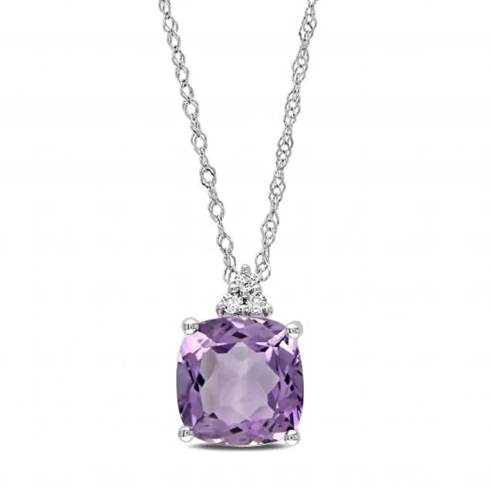 Julianna B 10K White Gold Amethyst & Diamond Fashion Pendant