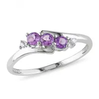 Julianna B 10K White Gold Amethyst & 0.018CT Diamond 3 Stone Ring