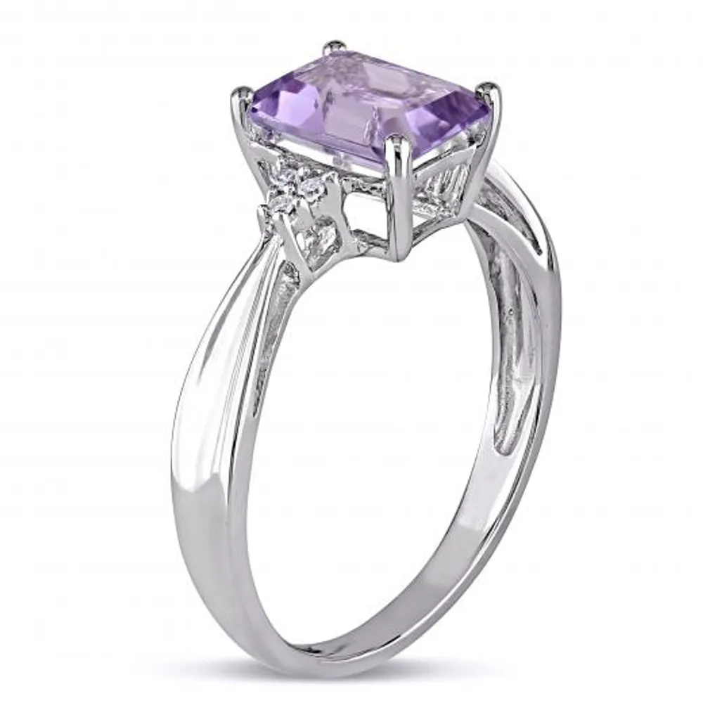 Julianna B 10K White Gold Amethyst & 0.03CT Diamond Fashion Ring
