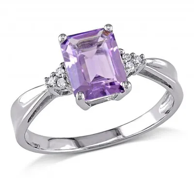 Julianna B 10K White Gold Amethyst & 0.03CT Diamond Fashion Ring