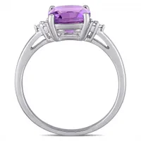 Julianna B 10K White Gold Amethyst & 0.06CT Diamond Fashion Ring