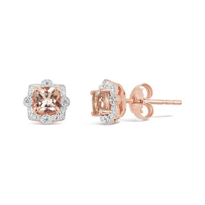 10K Rose Gold Morganite & Diamond Earrings