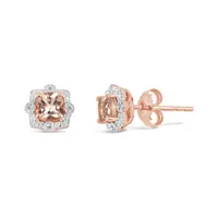 10K Rose Gold Morganite & Diamond Earrings