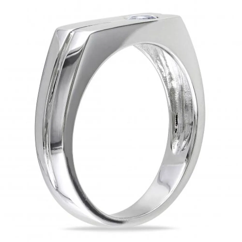 Julianna B Sterling Silver White Sapphire Men's Ring