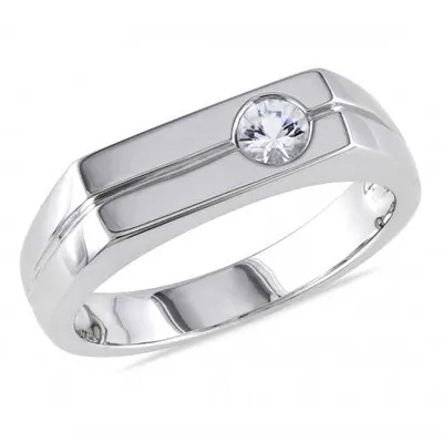 Julianna B Sterling Silver White Sapphire Men's Ring