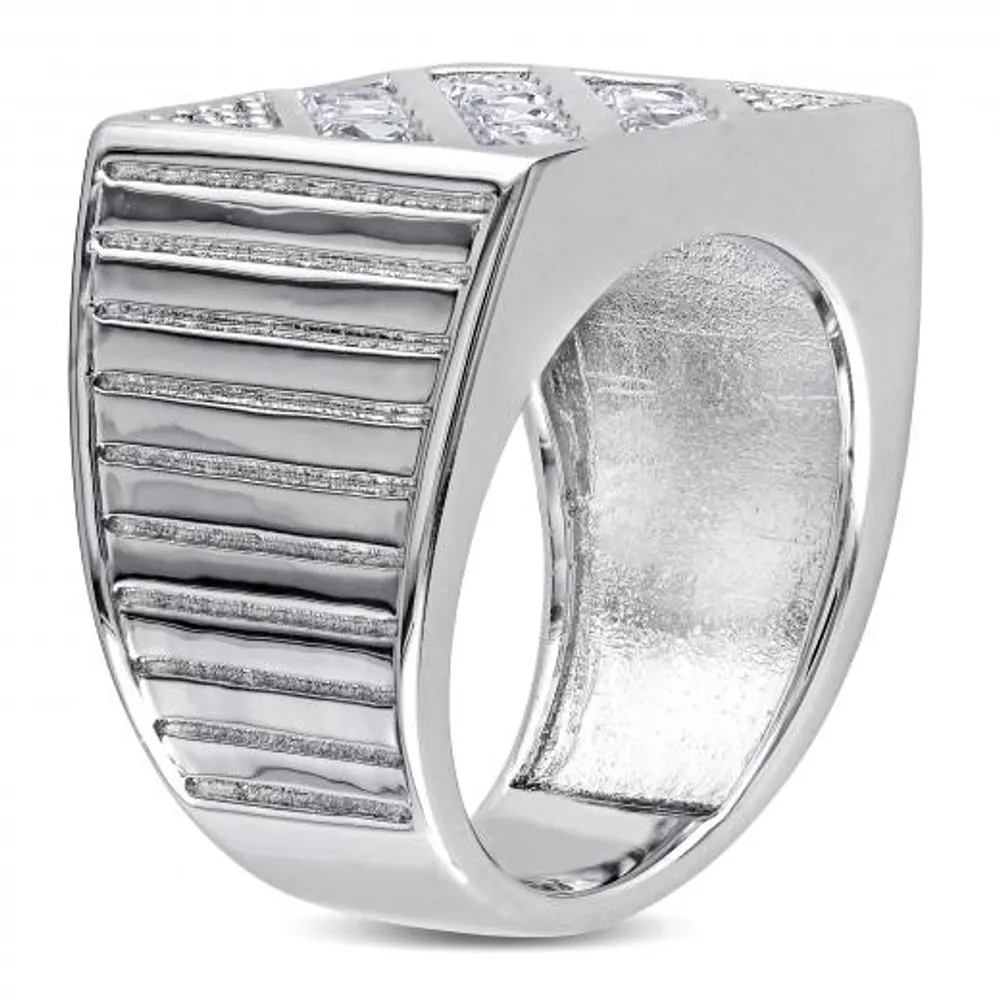 Julianna B Sterling Silver Created White Sapphire Men's Ring