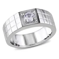 Julianna B Sterling Silver Created White Sapphire Men's Ring