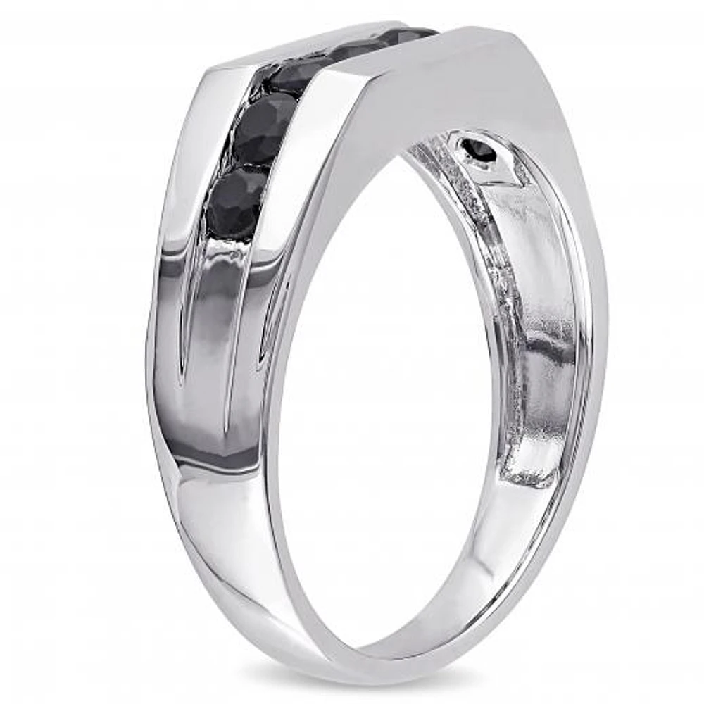 Julianna B Sterling Silver Black Sapphire Men's Ring