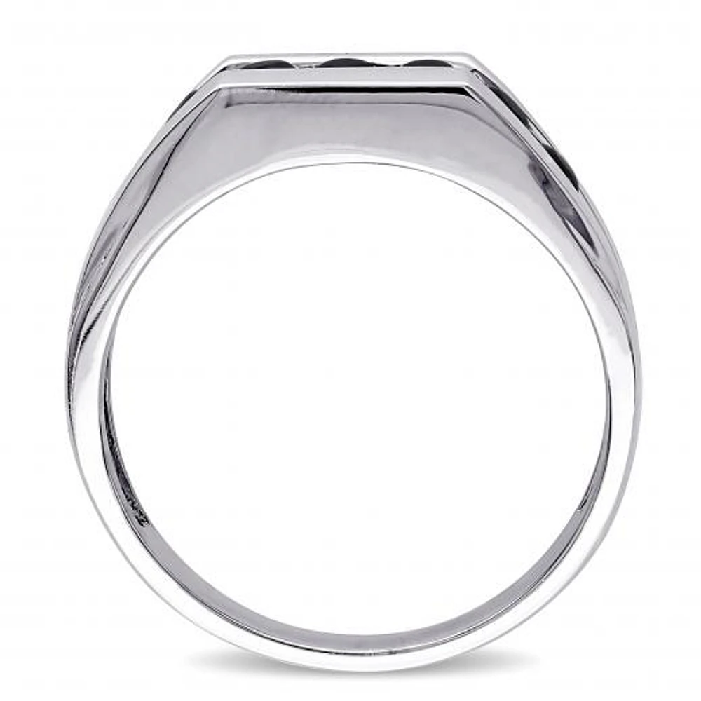 Julianna B Sterling Silver Black Sapphire Men's Ring