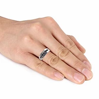 Julianna B Sterling Silver Black Sapphire Men's Ring